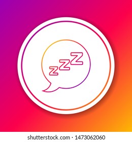 Color line Speech bubble with snoring icon isolated on color background. Concept of sleeping, insomnia, alarm clock app, deep sleep, awakening. Circle white button. Vector Illustration