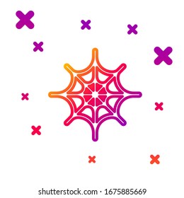 Color line Spider web icon isolated on white background. Cobweb sign. Happy Halloween party. Gradient random dynamic shapes. Vector Illustration