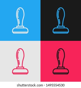 Color line Stamp icon isolated on color background. Vintage style drawing. Vector Illustration