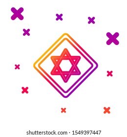 Color line Star of David icon isolated on white background. Jewish religion symbol. Symbol of Israel. Gradient random dynamic shapes. Vector Illustration