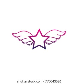 color line star with wings rock symbol art