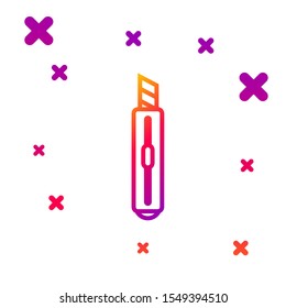 Color line Stationery knife icon isolated on white background. Office paper cutter. Gradient random dynamic shapes. Vector Illustration