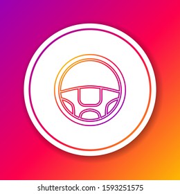Color line Steering wheel icon isolated on color background. Car wheel icon. Circle white button. Vector Illustration