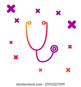 Color line Stethoscope medical instrument icon isolated on white background. Gradient random dynamic shapes. Vector Illustration