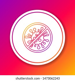 Color line Stop virus, bacteria, germs and microbe icon isolated on color background. Antibacterial and antiviral defence, protection infection. Circle white button. Vector Illustration