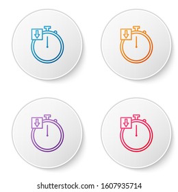 Color line Stopwatch icon isolated on white background. Time timer sign. Chronometer. Set icons in circle buttons. Vector Illustration