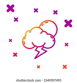 Color line Storm icon isolated on white background. Cloud with lightning and sun sign. Weather icon of storm. Gradient random dynamic shapes. Vector Illustration