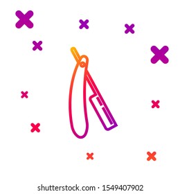 Color line Straight razor icon isolated on white background. Barbershop symbol. Gradient random dynamic shapes. Vector Illustration