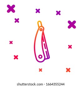 Icono de rayas rectas en línea de color aislado en fondo blanco. Símbolo de barbería. Formas dinámicas aleatorias degradadas. Ilustración vectorial