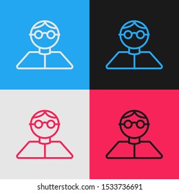 Color line Student icon isolated on color background. Vintage style drawing. Vector Illustration