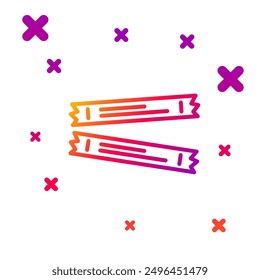 Línea de color Icono de paquetes de palo de azúcar aislado sobre fondo blanco. Paquete individual en blanco para productos alimenticios a granel como café, sal, especias. Formas dinámicas aleatorias de degradado. Vector