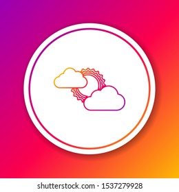 Color line Sun and cloud weather icon isolated on color background. Circle white button. Vector Illustration