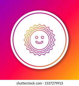 Color line Sun icon isolated on color background. Circle white button. Vector Illustration