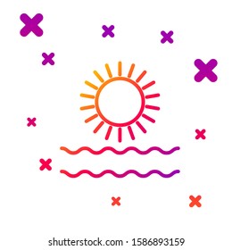 Color line Sun and waves icon isolated on white background. Gradient random dynamic shapes. Vector Illustration