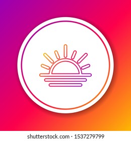 Color line Sunset icon isolated on color background. Circle white button. Vector Illustration