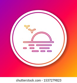 Color line Sunset icon isolated on color background. Circle white button. Vector Illustration