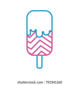 color line sweet ice lolly with rainbow design