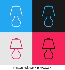 Color line Table lamp icon isolated on color background. Vintage style drawing. Vector Illustration