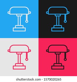 Color line Table lamp icon isolated on color background. Vintage style drawing. Vector Illustration