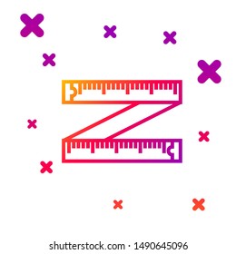Color line Tape measure icon isolated on white background. Measuring tape. Gradient random dynamic shapes. Vector Illustration