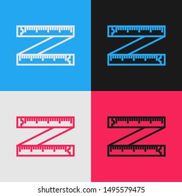 Color line Tape measure icon isolated on color background. Measuring tape.  Vector Illustration