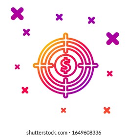 Color line Target with dollar symbol icon isolated on white background. Investment target icon. Successful business concept. Cash or Money. Gradient random dynamic shapes. Vector Illustration