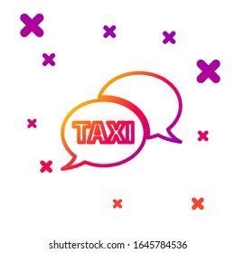 Color line Taxi call telephone service icon isolated on white background. Speech bubble symbol. Taxi for smartphone. Gradient random dynamic shapes. Vector Illustration