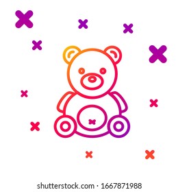 Color line Teddy bear plush toy icon isolated on white background. Gradient random dynamic shapes. Vector Illustration