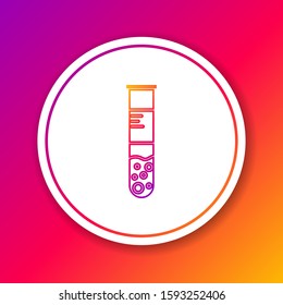 Color line Test tube and flask chemical laboratory test icon isolated on color background. Laboratory glassware sign. Circle white button. Vector Illustration