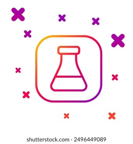 Color line Test tube and flask chemical laboratory test icon isolated on white background. Laboratory glassware sign. Gradient random dynamic shapes. Vector