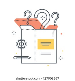 Color line, Think outside the box illustration, icon, background and graphics. The illustration is colorful, flat, vector, pixel perfect, suitable for web and print. Linear stokes and fills.