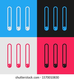 Color line Three rolled sticks of cinnamon icon isolated on color background. Aromatic spice. Condiment for dishes. Cooking theme. Vintage style drawing. Vector Illustration