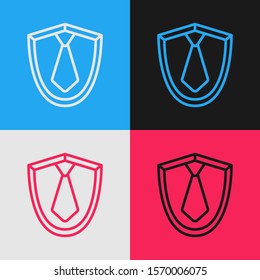 Color line Tie icon isolated on color background. Necktie and neckcloth symbol. Vintage style drawing. Vector Illustration