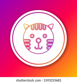 Color line Tiger zodiac sign icon isolated on color background. Astrological horoscope collection. Circle white button. Vector Illustration