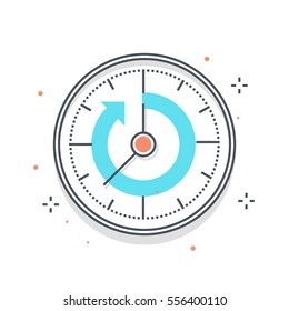 Color line, timer concept illustration, icon, background and graphics. The illustration is colorful, flat, vector, pixel perfect, suitable for web and print. It is linear stokes and fills.