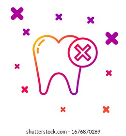 Color line Tooth with caries icon isolated on white background. Tooth decay. Gradient random dynamic shapes. Vector Illustration