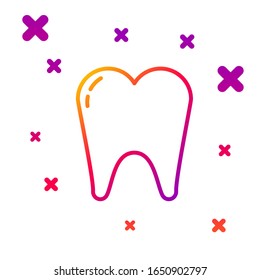 Color line Tooth icon isolated on white background. Tooth symbol for dentistry clinic or dentist medical center and toothpaste package. Gradient random dynamic shapes. Vector Illustration