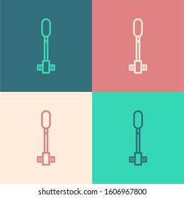 Color line Torch flame icon isolated on color background. Symbol fire hot, flame power, flaming and heat.  Vector Illustration