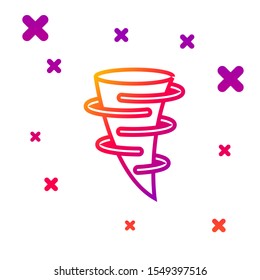 Color line Tornado icon isolated on white background. Gradient random dynamic shapes. Vector Illustration