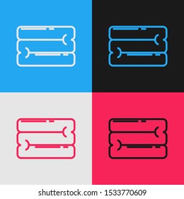 Color line Towel stack icon isolated on color background. Vintage style drawing. Vector Illustration