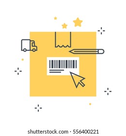 Color line, tracking number concept illustration, icon, background and graphics. The illustration is colorful, flat, vector, pixel perfect, suitable for web and print. It is linear stokes and fills.