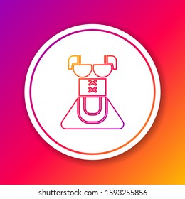 Color line Traditional Oktoberfest folk costume for women called dirndl icon isolated on color background. Traditional Bavarian clothing. Circle white button. Vector Illustration