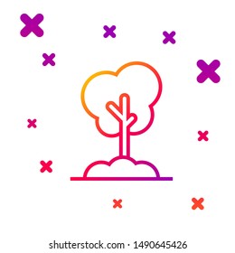 Color line Tree in the ground icon isolated on white background. Forest symbol. Gradient random dynamic shapes. Vector Illustration