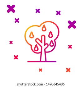 Color line Tree with pears icon isolated on white background. Agricultural plant. Organic farm product. Gardening theme. Gradient random dynamic shapes. Vector Illustration