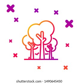 Color line Trees icon isolated on white background. Forest symbol. Gradient random dynamic shapes. Vector Illustration