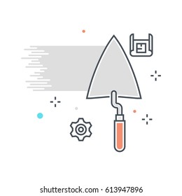 Color line, trowel tools concept illustration, icon, background and graphics. The illustration is colorful, flat, vector, pixel perfect, suitable for web and print. It is linear stokes and fills.