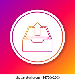 Color line Upload inbox icon isolated on color background. Extract files from archive. Circle white button. Vector Illustration