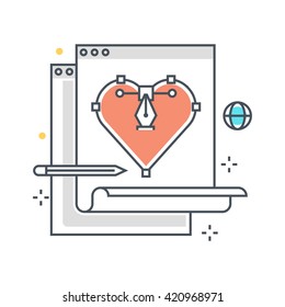 Color line, user experience concept illustration, icon, background and graphics. The illustration is colorful, flat, vector, pixel perfect, suitable for web and print. It is linear stokes and fills.