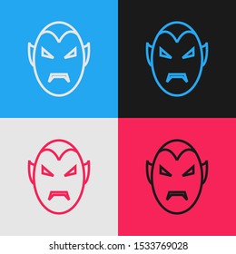 Color line Vampire icon isolated on color background. Happy Halloween party. Vintage style drawing. Vector Illustration