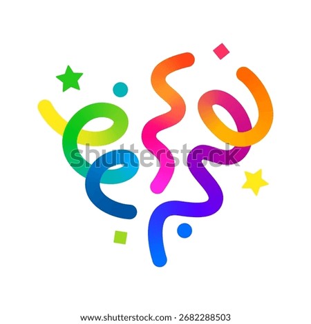 Color Line Vector Confetti Icon. Birthday Firework Explosion Pattern. Party Line Shapes Confetti with Stars